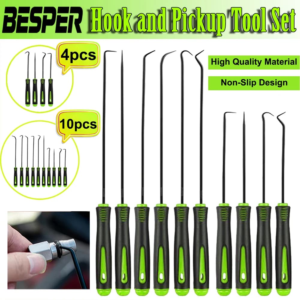Set di 4/10 Pezzi di Utensili di Precisione per Rimozione Guarnizioni e O-Ring con Impugnature Ergonomiche per Riparazioni Auto