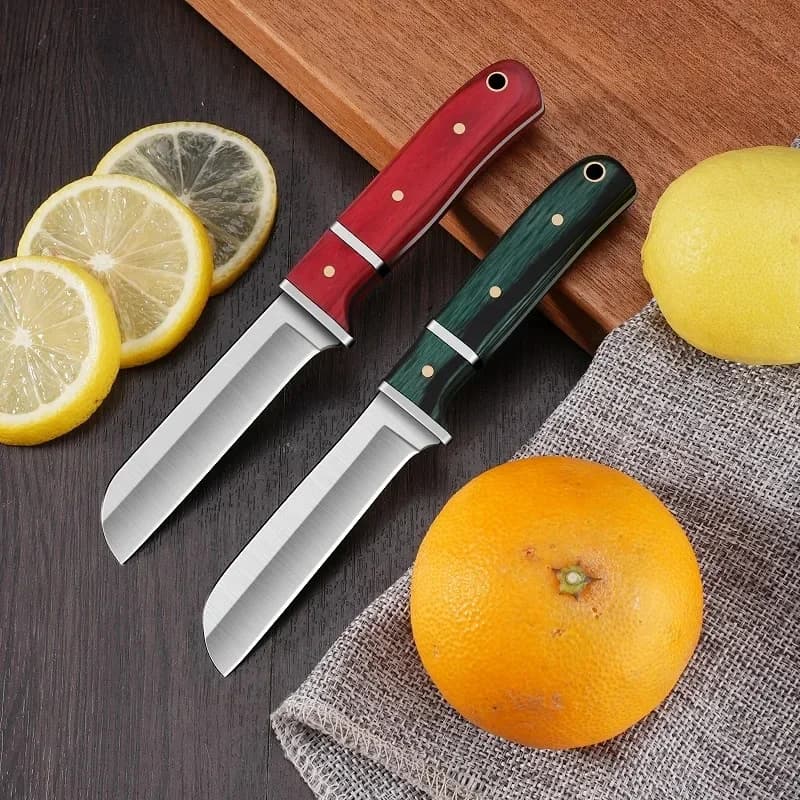 Pelapatate in acciaio inossidabile Affettatrice per frutta e verdura, coltello pelapatate con manico in legno, gadget da cucina