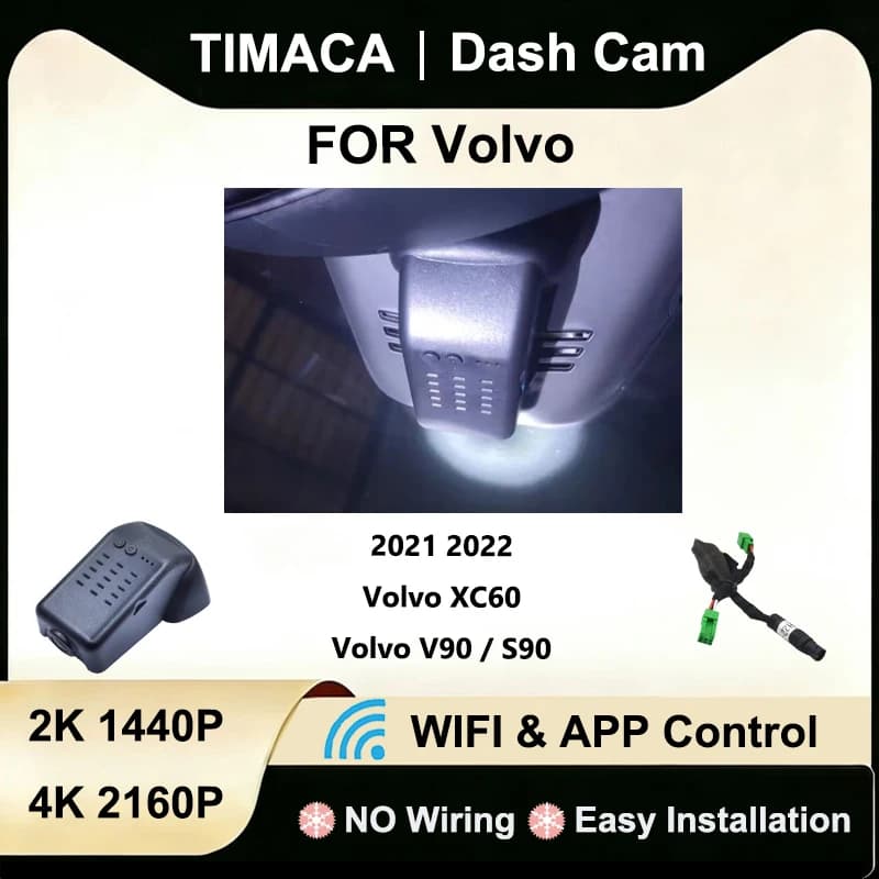 For Volvo XC60 2021 2022, For Volvo V90 2021 2022, For Volvo S90 2021 2022 Dash Cam DVR Car 2K4K Wifi Plug and Play Video Recorder