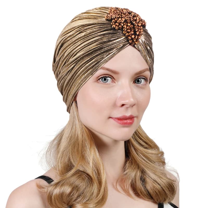 Donne diamante musulmano indiano turbante pieghettato Glitter lucido cofano chemio berretto copricapo Hijab perdita di capelli cappello copertura foulard Wrap