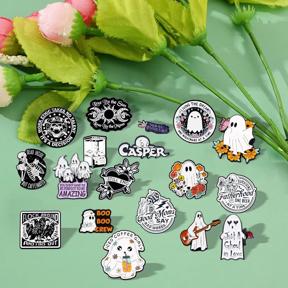 Halloween Chitarra Fantasma Spilla Distintivo Abbigliamento Zaino Accessori Spilla Distintivo in lega Nuovo