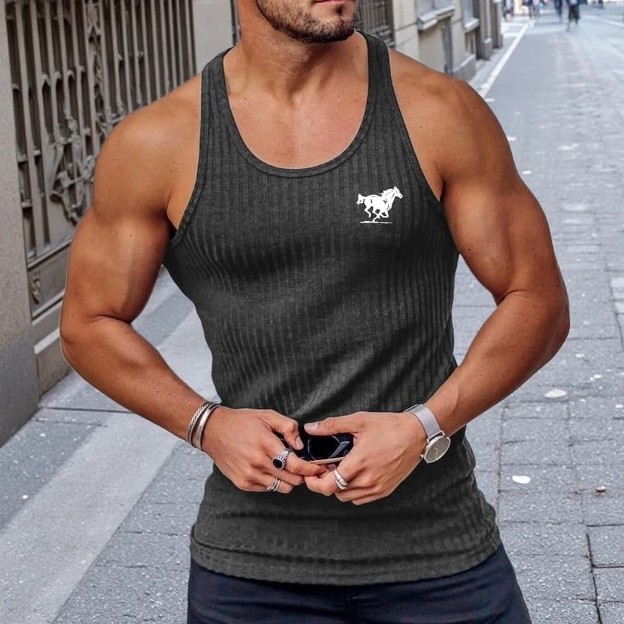 Men's summer gym tank, new, sleeveless, fast drying, breathable, for fitness and basketball.