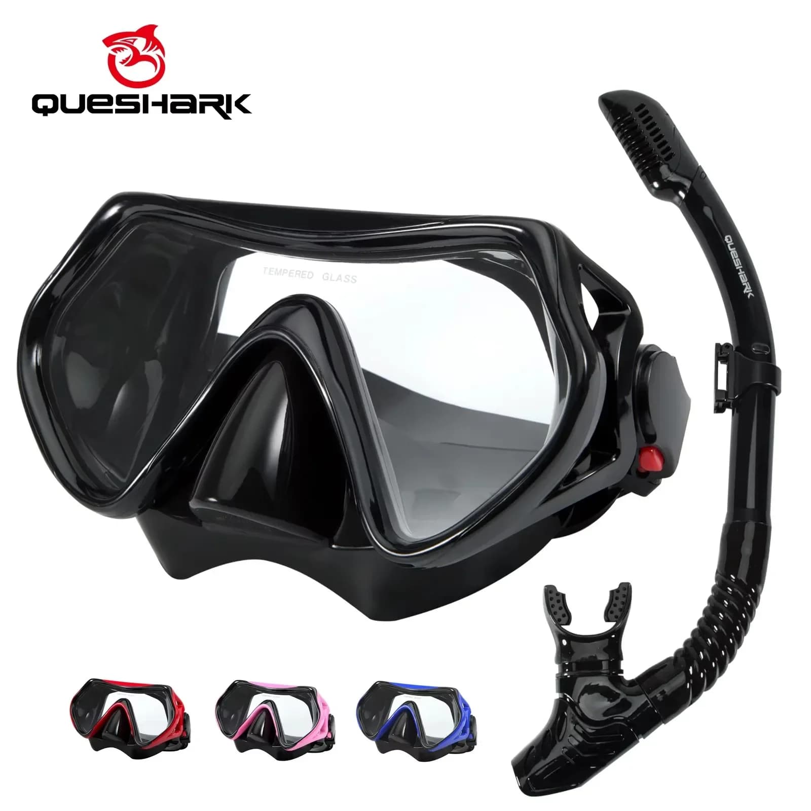 Queshark Pro Adult Men Women Scuba Diving Mask Set Sweat Glasses With Snorkeling Glasses Tube Adjustable Strap Swimming Equipment