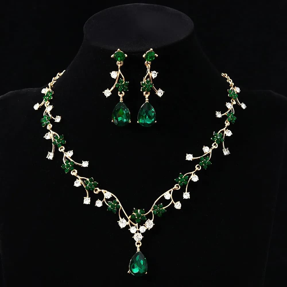 Rhinestone Water Drop Bridal Jewelry Sets Shiny Adjustable Exquisite Jewelry Sets Aesthetic Handmade Choker Necklace Earring Set