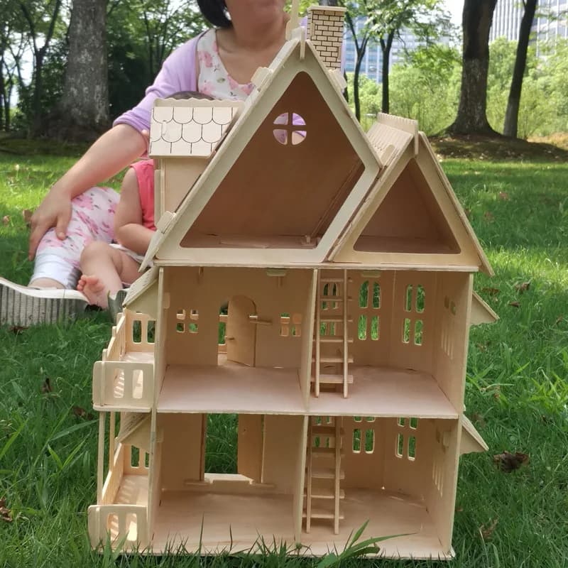 Casetta delle Bambole in Miniatura in Legno Fai da Te, Giocattolo Educativo per il Gioco di Imitazione, Mini Puzzle 3D Stereo per Bambini e Bambine