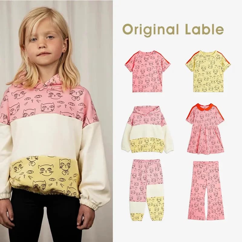 2024 MR SS Pink Kids Shirts Set di pantaloni con cappuccio stampato Baby Girl Boy Top e Shorts Bottom Brand School Clothes pantaloni per bambini