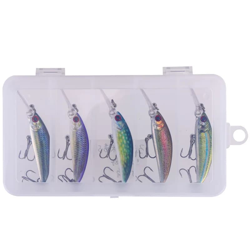 WEIHE 5pz Esche Artificiali 3D Stampate con Ancorette, Micro Esche per la Pesca in Torrente