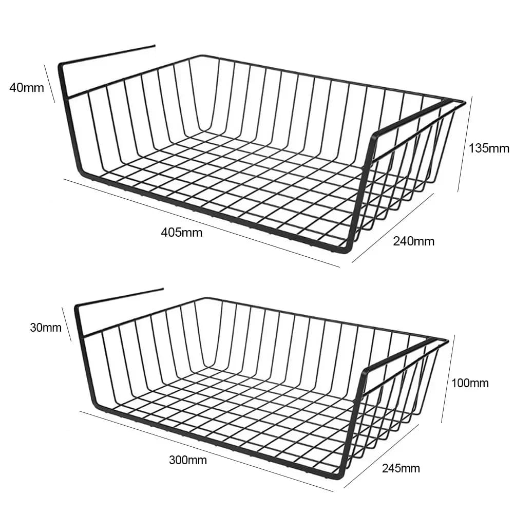 1PC Iron Closet Desk Hanging Mesh Basket Cupboard under Storage Wire Bookcase Shelf Rack Organizer - Closet Storage Solution