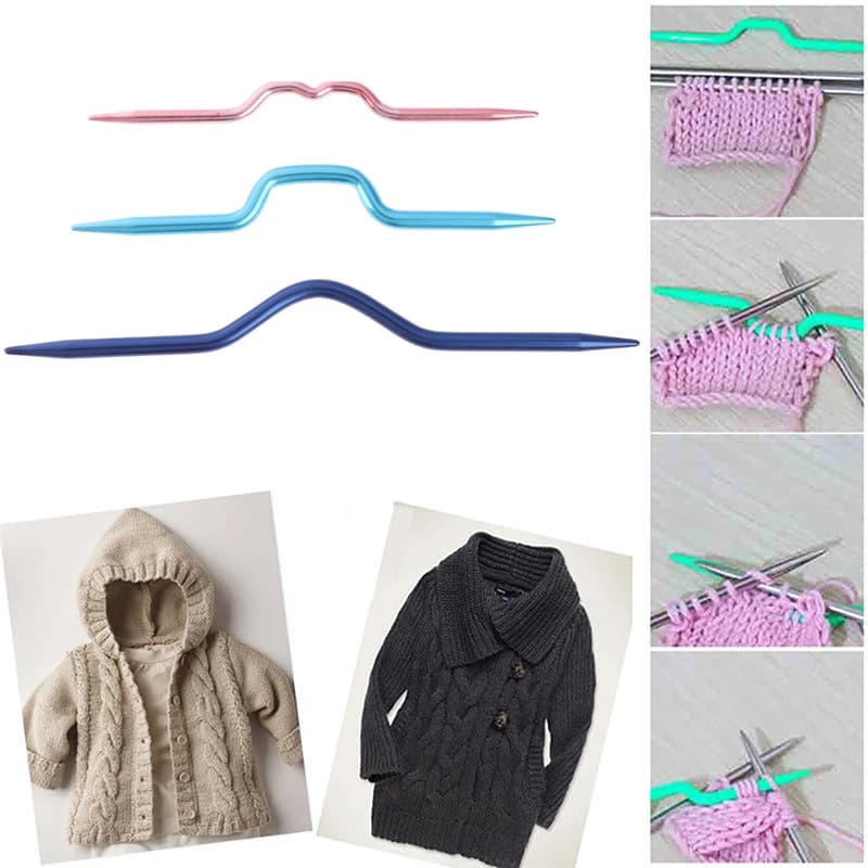 Set di 3 Uncinetti Curvi in Alluminio, Ferri da Maglia per Sciarpe e Maglioni, Strumenti per Lavorazione a Maglia e Cucito - Homeclub