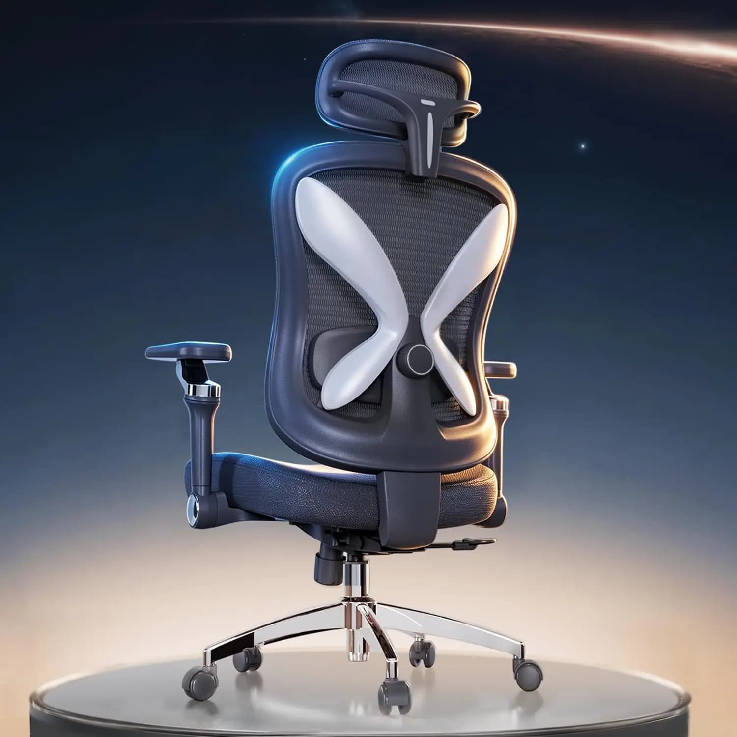Sedia da Ufficio Ergonomica in Rete, 350LBS, Supporto Lombare 3D, Braccioli Ribaltabili 5D, Poggiatesta 2D, per Gaming e Casa, Personalizzabile