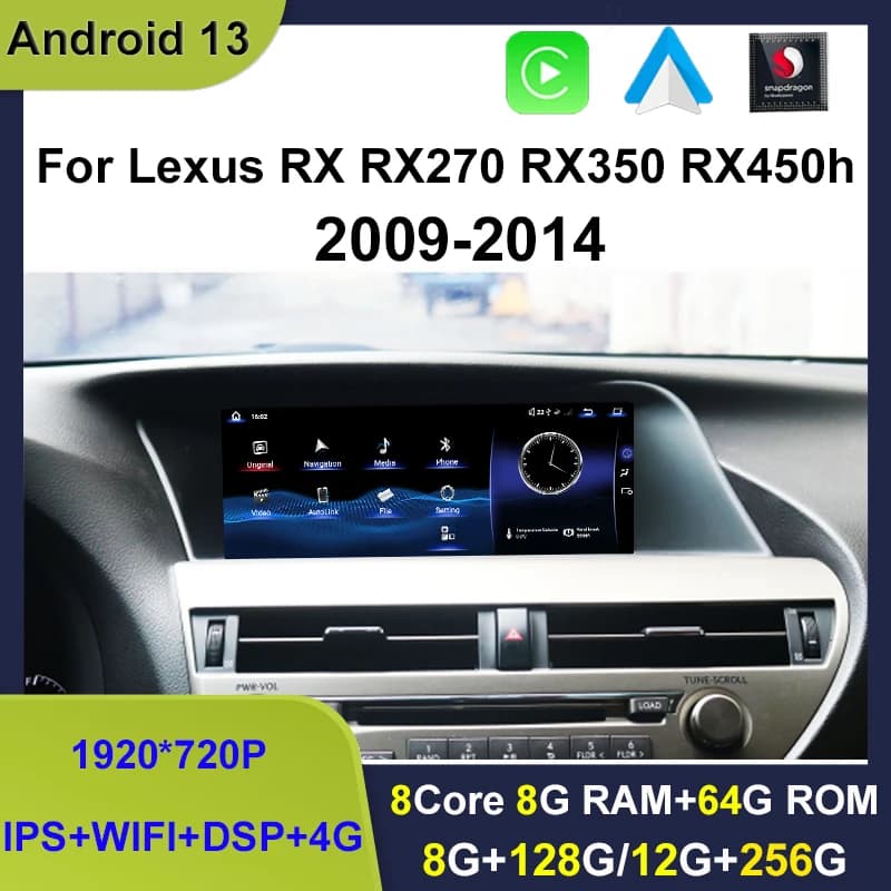 Android 13 Multimedia Stereo 12 + 256G Qualcomm 668S Auto Carplay Per Lexus RX RX270 RX350 RX450H Auto Lettore Dvd Radio Navigazione
