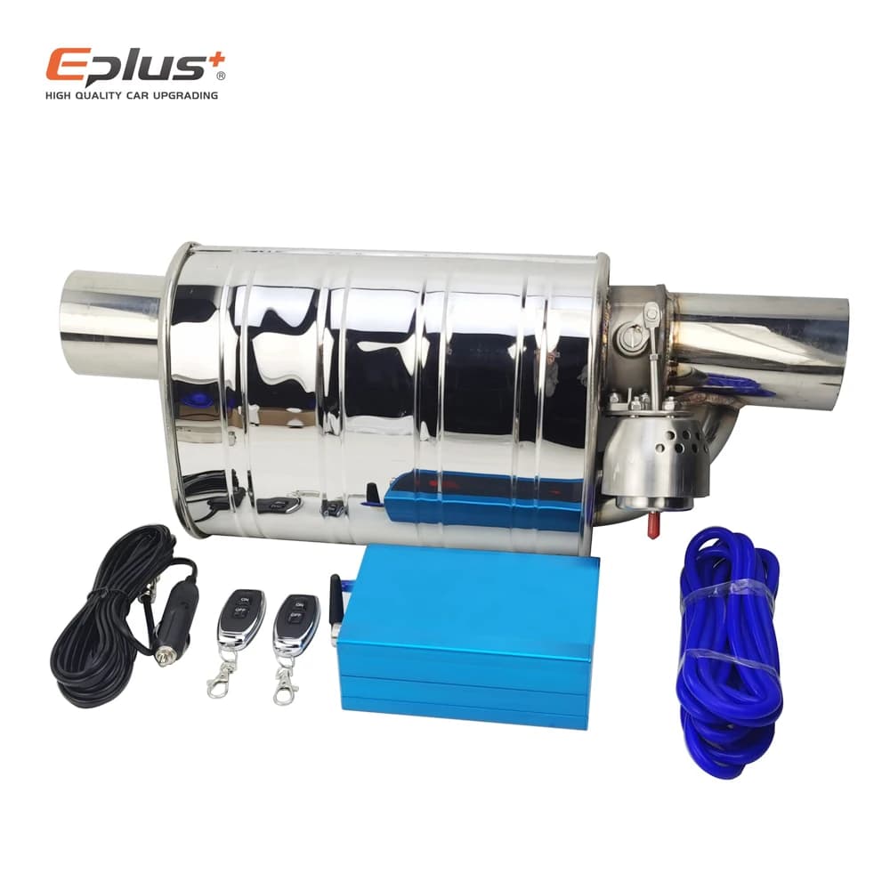 Sistema di Scarico Auto EPLUS con Valvola a Vuoto, Silenziatore Variabile Universale in Acciaio Inox 51 63 76 Mm con Telecomando