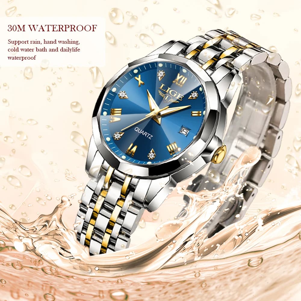LIGE Simple Elegant Bracelet Watch Women Fashion Sports Date Waterproof Women's Quartz Wristwatch Luxury Chronograph Reloj Mujer