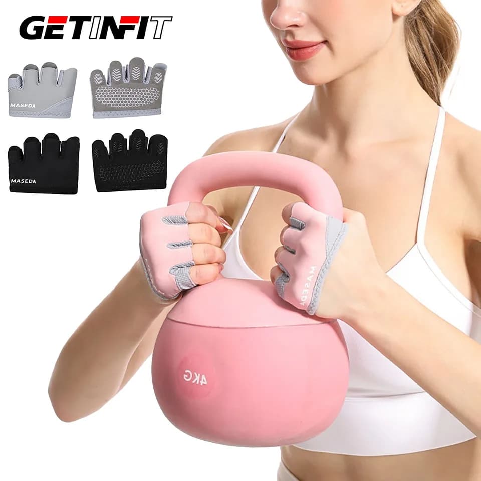 Guanti da Yoga e Fitness GETINFIT, Mezze Dita, Antiscivolo, per Allenamento in Palestra, Protezione Mani, Sottili, Traspiranti, Anti-Callus