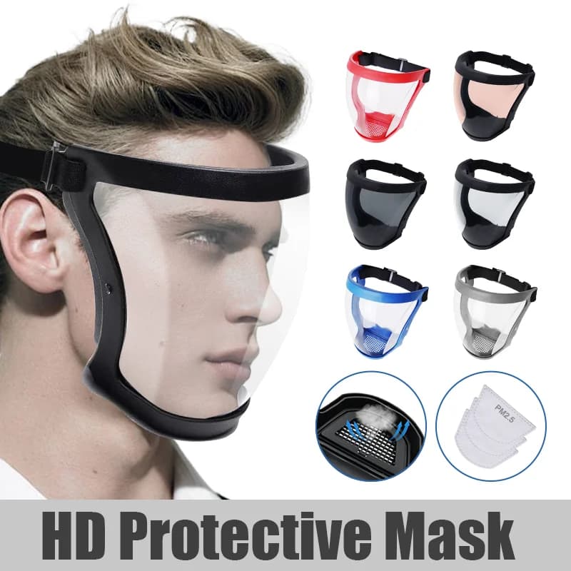 Visiera facciale trasparente Maschera di protezione da lavoro antipolvere Protezione integrale Scudo Schermo protettivo Maschera di sicurezza esterna