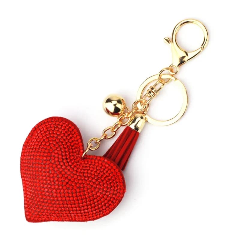 Portachiavi con cuore in strass, cinturino in cristallo, ciondolo, portachiavi, borsa, portafoglio, accessori per chiavi, regali per donne