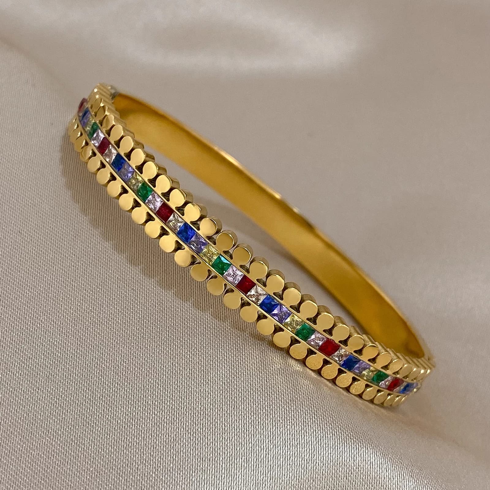 DODOHAO braccialetto con braccialetti in acciaio inossidabile con zirconi di lusso multicolori Chic elegante per le donne nuovi gioielli impermeabili con ciondoli alla moda