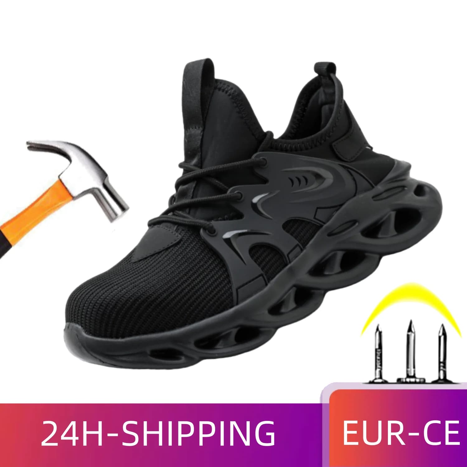 Scarpe antinfortunistiche con punta in acciaio da uomo, stivali da lavoro industriali antiscivolo antiforatura anti-sfondamento Scarpe protettive leggere e traspiranti