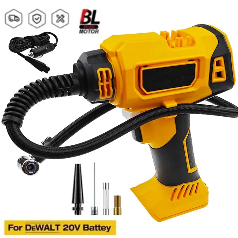 Adatto per DeWALT Compressore d'aria a batteria Gonfiatore automatico per pneumatici Pompa elettrica a batteria con manometro digitale per bici da auto
