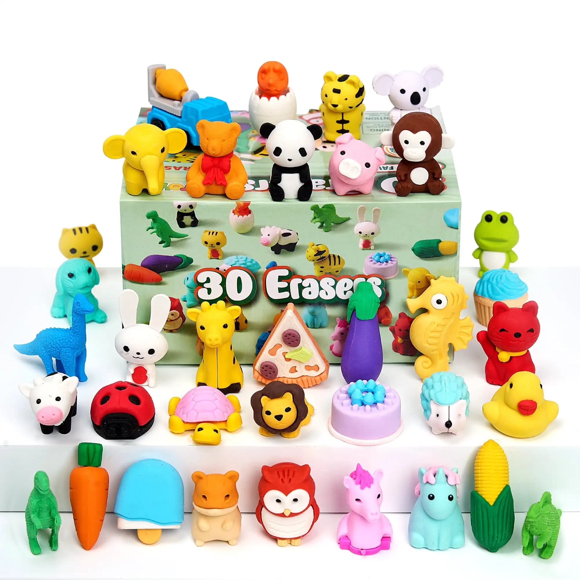 Joyfy 36 gomme da cancellare 3D gomme da cancellare per animali alimentari gomme da cancellare divertenti e carine per matita scrivania animali domestici premio in classe bomboniere per feste di compleanno