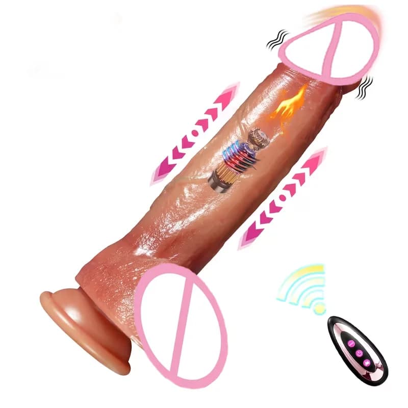 Dildo - Dildo Realistic Dildo 8.66 Inch USB Charging Liquid Silicone with Powerful Suction Cup Remote Control 10 Telescopic & Vibration Modes for Couples Men Women Ideal Gift