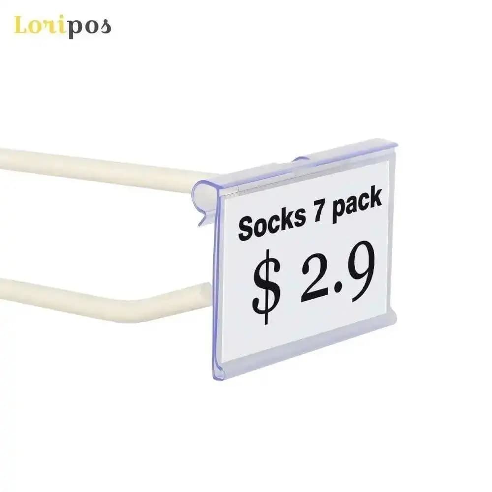100 pz/lotto 10x5 cm Trasparente In Plastica Pvc Cartellino Del Prezzo Etichetta Display Titolare Ispessimento Per Il Supermercato O Negozio Scaffale Gancio cremagliera