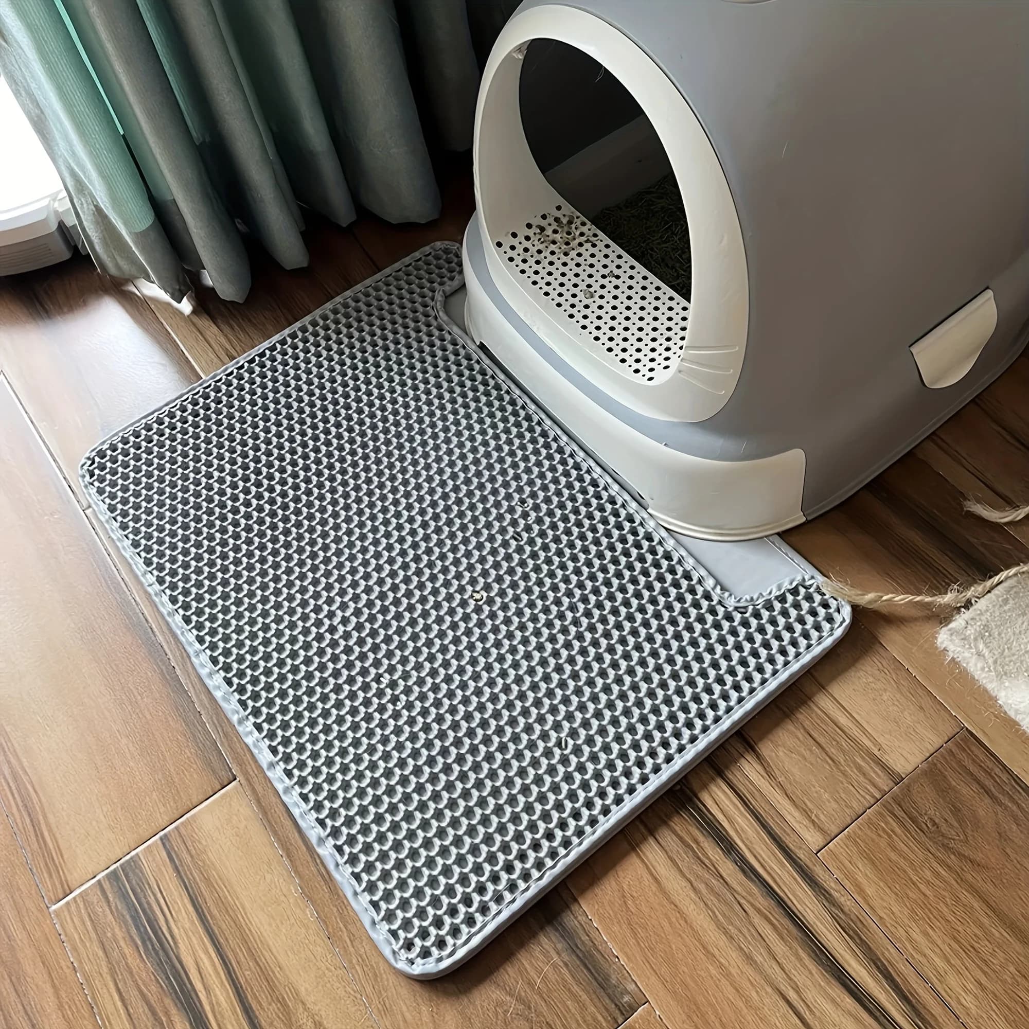 Tappetino per Lettiera Gatti a Doppio Strato, Design Antiscivolo, Previene lo Spargimento della Lettiera, Lavabile e Riutilizzabile, per Pulizia del Pavimento e del Bagno dei Gatti