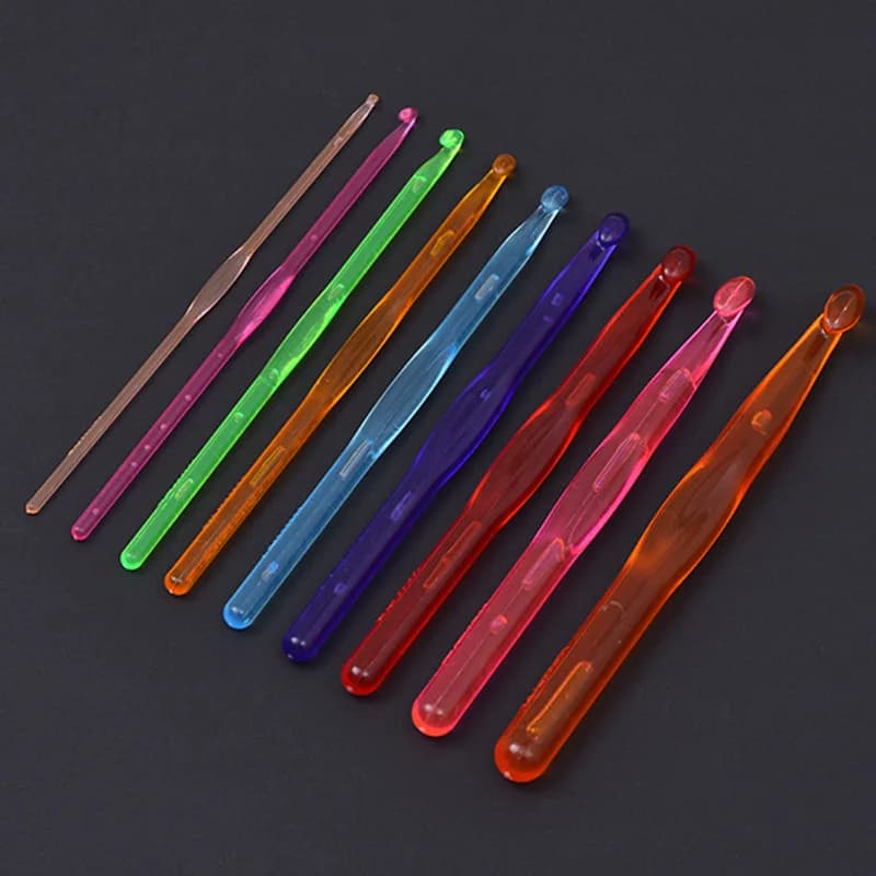 Set di 9/1 uncinetti colorati in plastica da 3.0-12.0mm per cucito, lavoro a maglia e filati, strumenti per principianti
