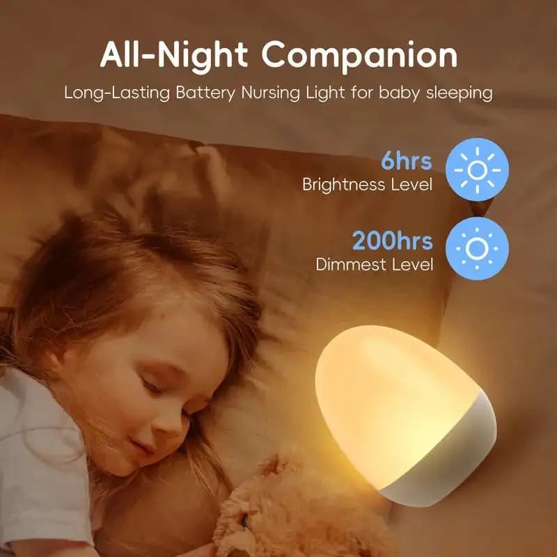 Luce notturna touch per la cameretta dei bambini Lampada notturna portatile ricaricabile per uova per bambini con timer di alimentazione per la temperatura della stanza dei bambini