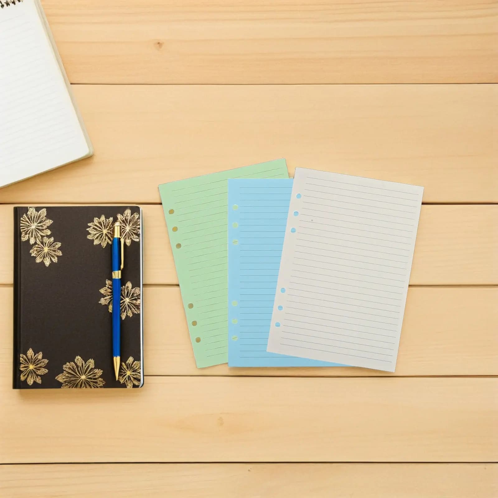 4Set Colored Loose Leaf Notebook Paper Lined Refill Inserts Small Notebook Paper Refills for Student Office Journal Planner