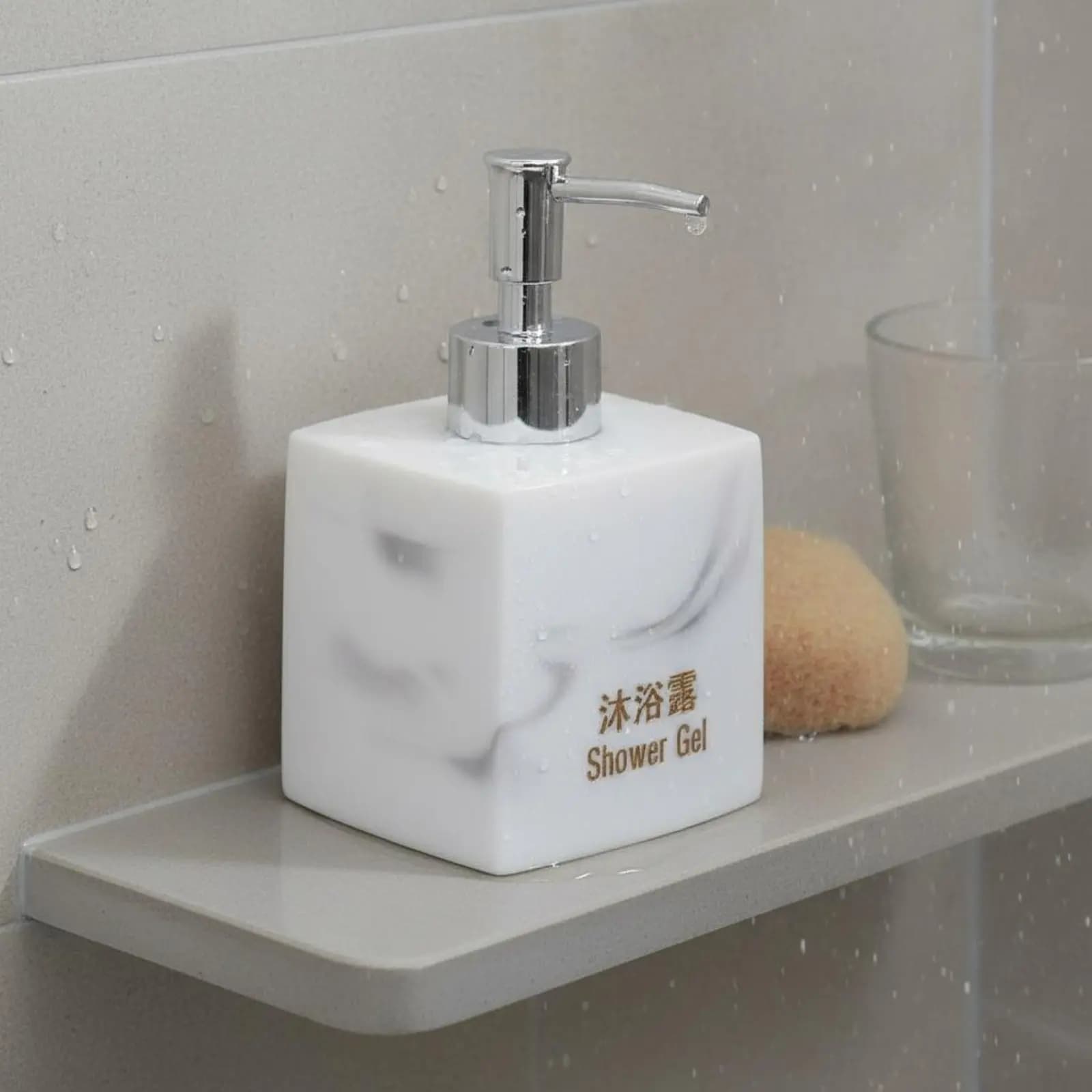 Dispenser di Lozione Ricaricabile Design Europeo, Bottiglia Quadrata per Shampoo, Bottiglia in Resina per Sapone Liquido, Accessorio Bagno di Lusso