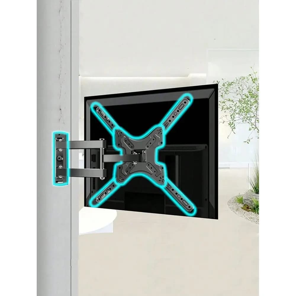Supporto da parete per monitor TV, supporto girevole, salvaspazio, adatto a schermi piatti e curvi, giunto meccanico flessibile per regolazione