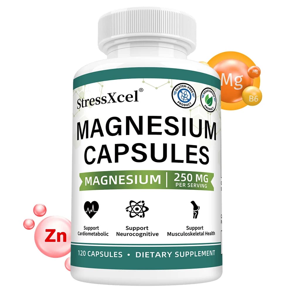 Glicinato di magnesio ad alto assorbimento 250 mg per supportare il rilassamento muscolare e la salute delle ossa, del cuore e del nervo, non OGM, senza glutine