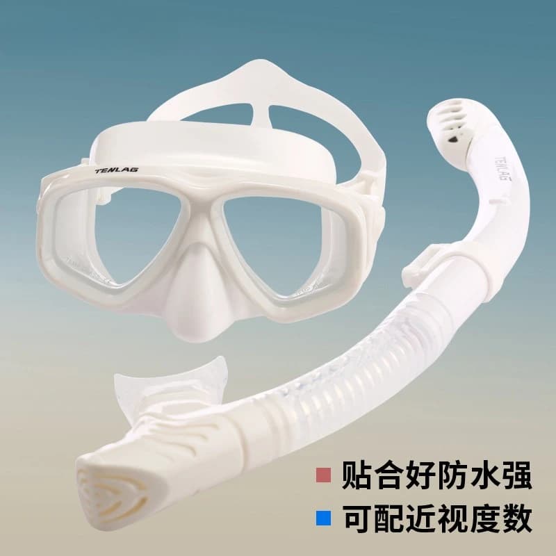 Set di maschera subacquea e snorkel completamente impermeabile per miopi, attrezzatura da nuoto