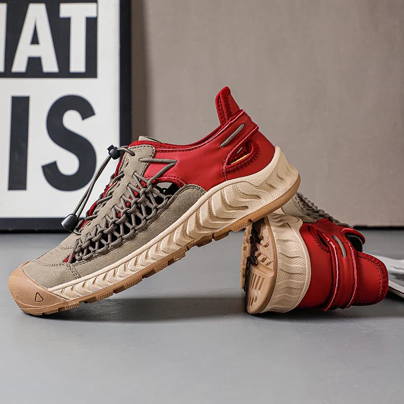 Nuovi Sandali in Pelle da Uomo Stile Sportivo con Zeppa Leggera e Chiusura in Velcro, Comodi, Traspiranti e Versatili per il Tempo Libero