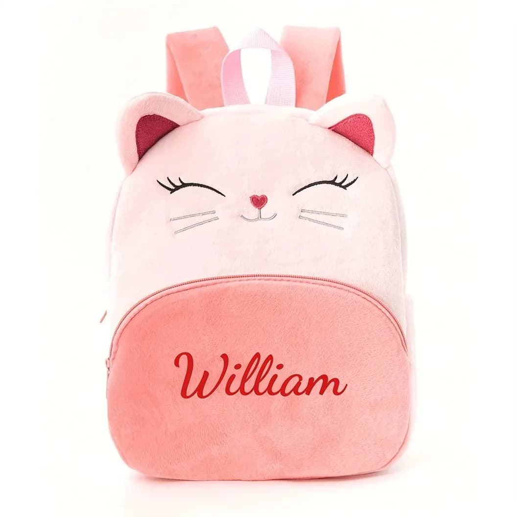 Zaino per gatti con nome personalizzato per ragazze, design con testo ricamato, ideale per viaggi scolastici/all'aperto, borsa per il tempo libero e ritorno al passato