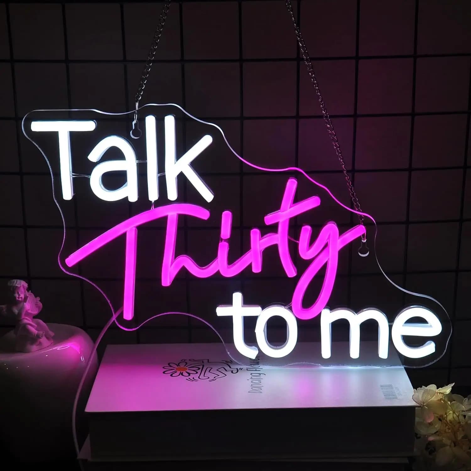 Talk Trent To Me Insegna al neon per la decorazione della parete 5/12V USB Insegne luminose bianche rosa per camera da letto Home Bar Regalo di compleanno per ragazze Insegna
