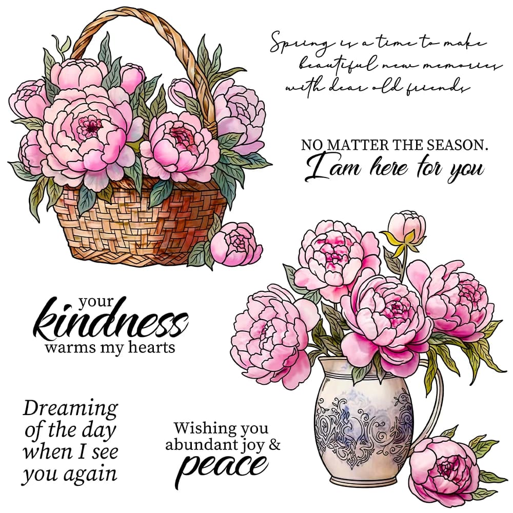 Mangocraft Cestini primaverili Fiori Fustelle Timbro trasparente Scrapbooking fai da te Fustelle in metallo Timbri in silicone per carte Album Decor