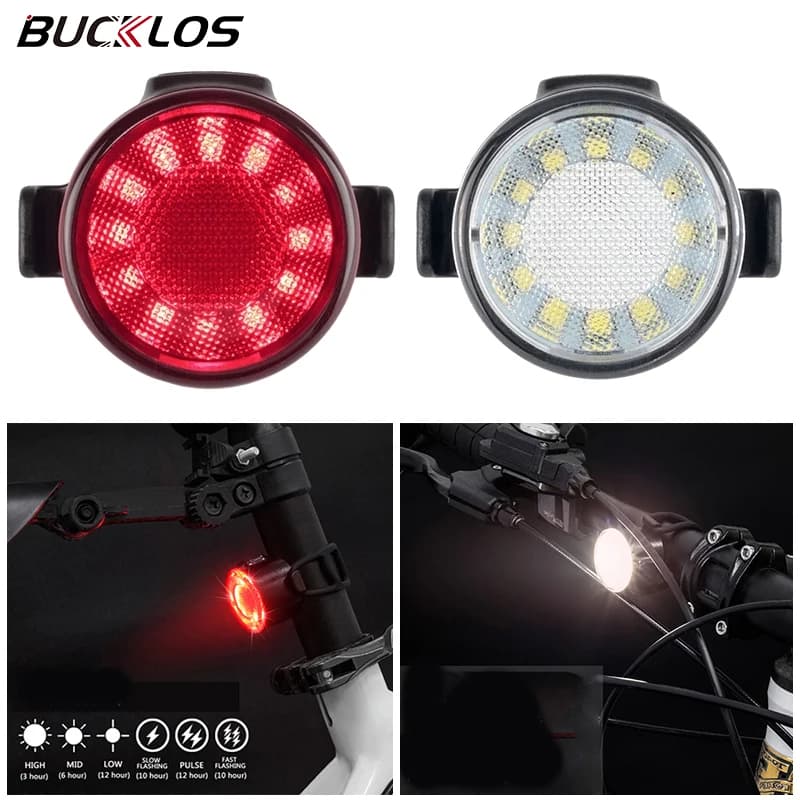BUCKLOS Bike luce anteriore e posteriore lampada a LED per bicicletta torcia ricaricabile USB impermeabile per fanali posteriori per bicicletta lanterna da ciclismo