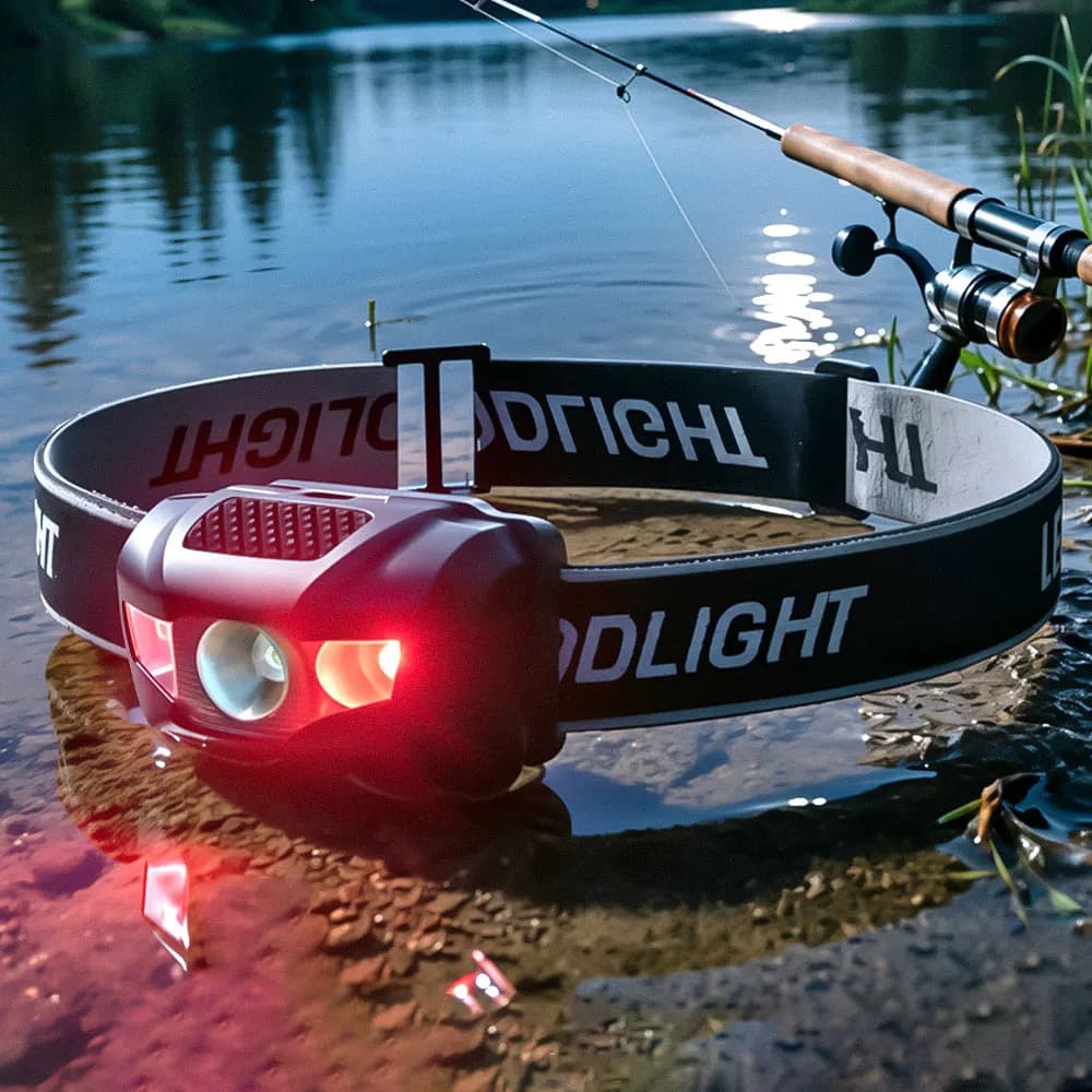Newest Fishing Headlight 4 Modes Waterproof LED Headlamp Red Flash Light Super Bright Headlight Head Lamp Use AAA Batteries