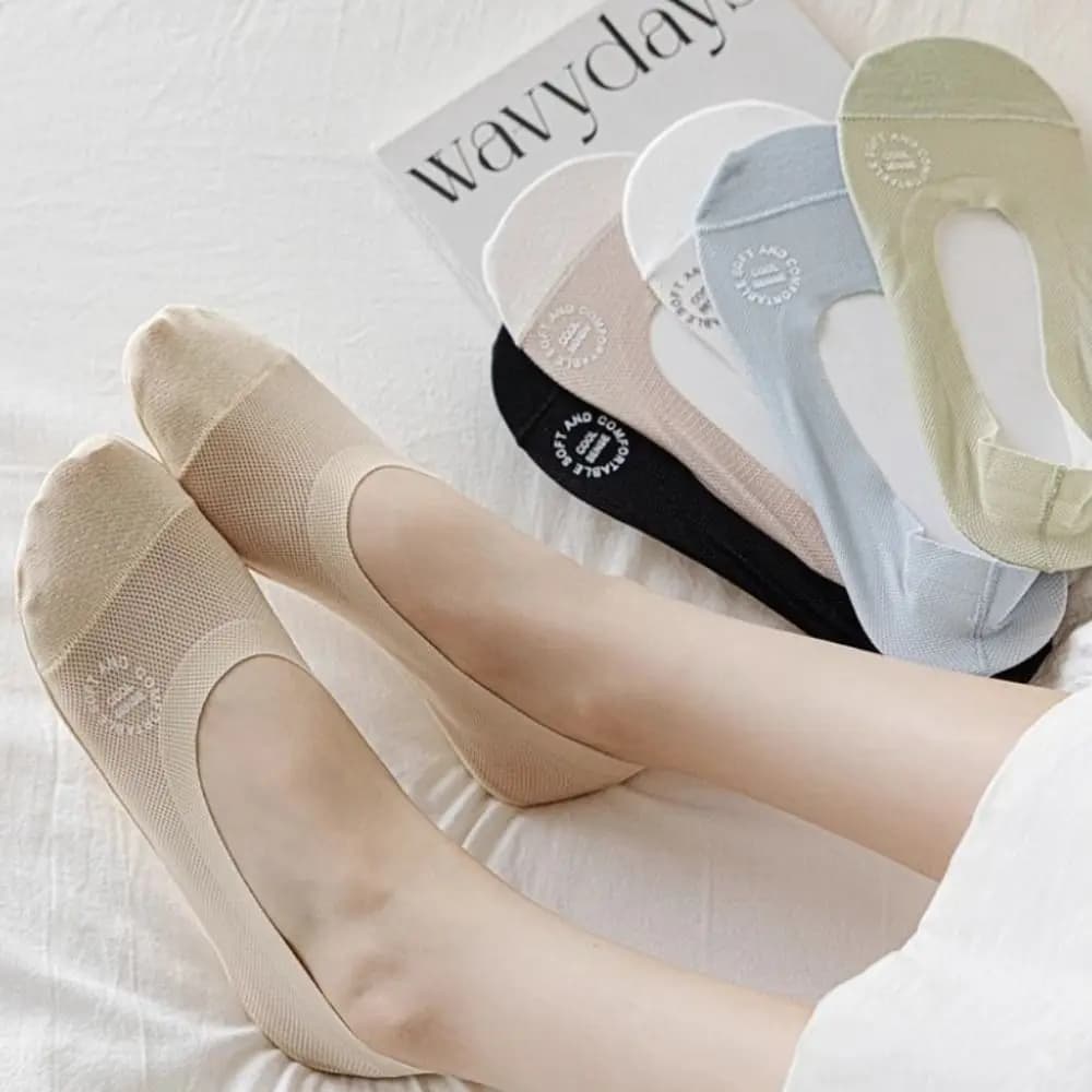 Calzini Invisibili da Donna alla Moda in Rete Traspirante, Ultra-Sottili, Colore Dopamina, Antiscivolo, per Primavera