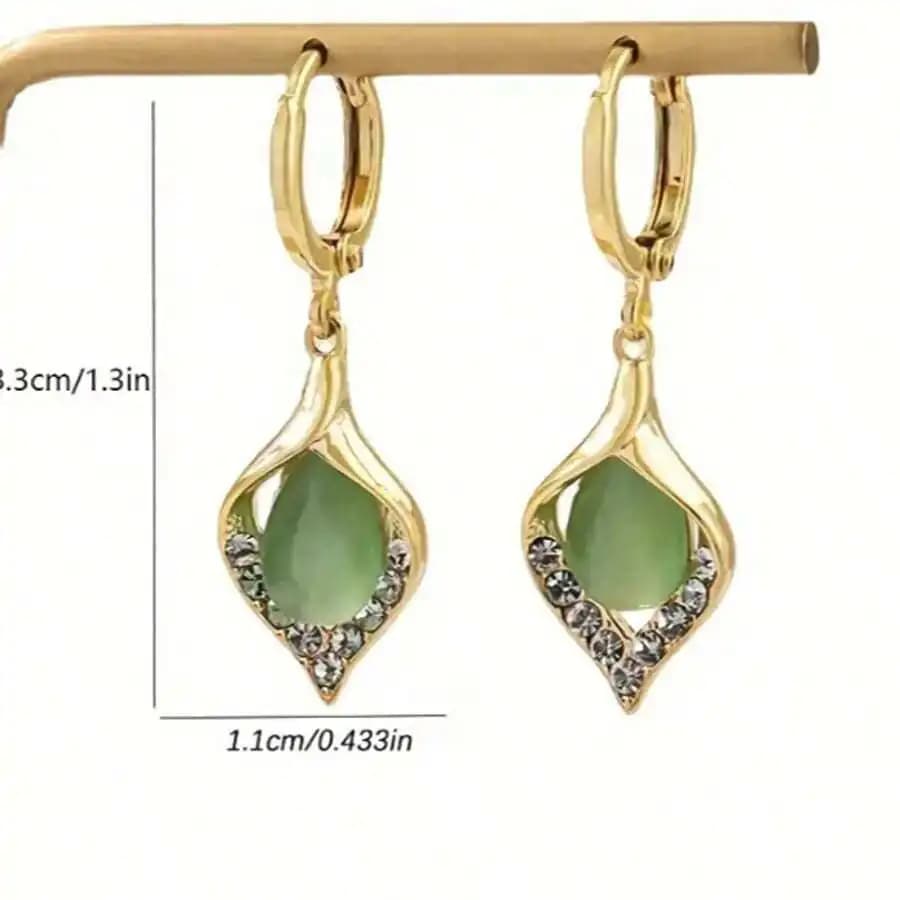 Elegant Teardrop Gemstone Earrings For Women Fashion Drop Earrings With Zircon Accents