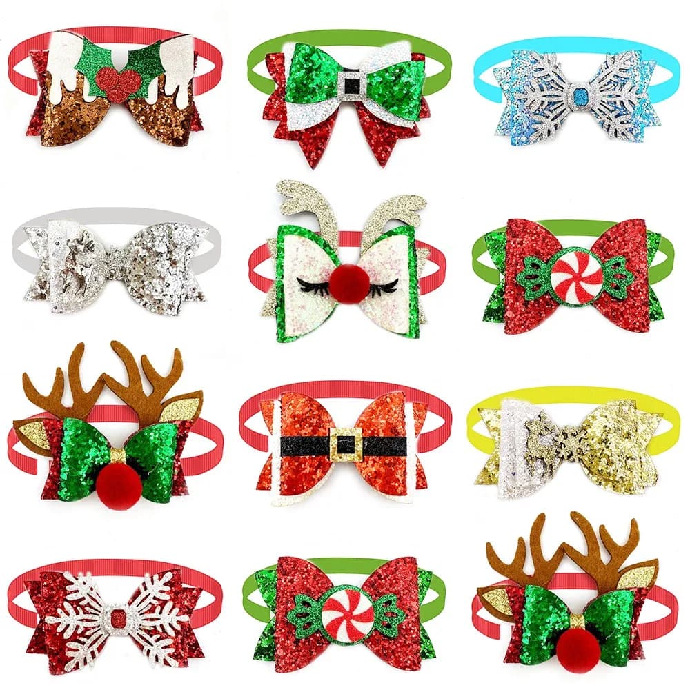50/30 pz Archi Di Natale Squisito Piccolo Cane Bowtie Moda Regolabile Pet Dog Papillon Cravatte per Natale Dog Grooming Archi