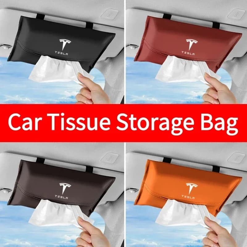 Custodia per visiera parasole per scatola di fazzoletti per auto in pelle nappa per Tesla Model 3 YSX Roadster P75D P85D P90D P100D Accessori auto