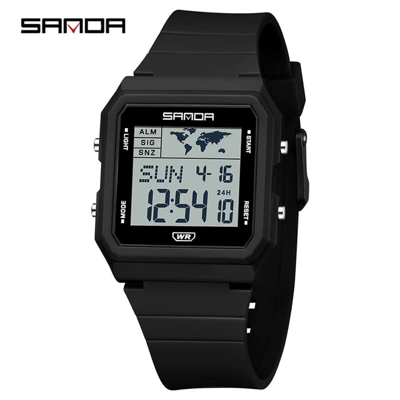 SANDA 2217 Sport Moda Uomo Orologi elettronici Sveglia multifunzione Conto alla rovescia Orologio da polso digitale da uomo impermeabile luminoso