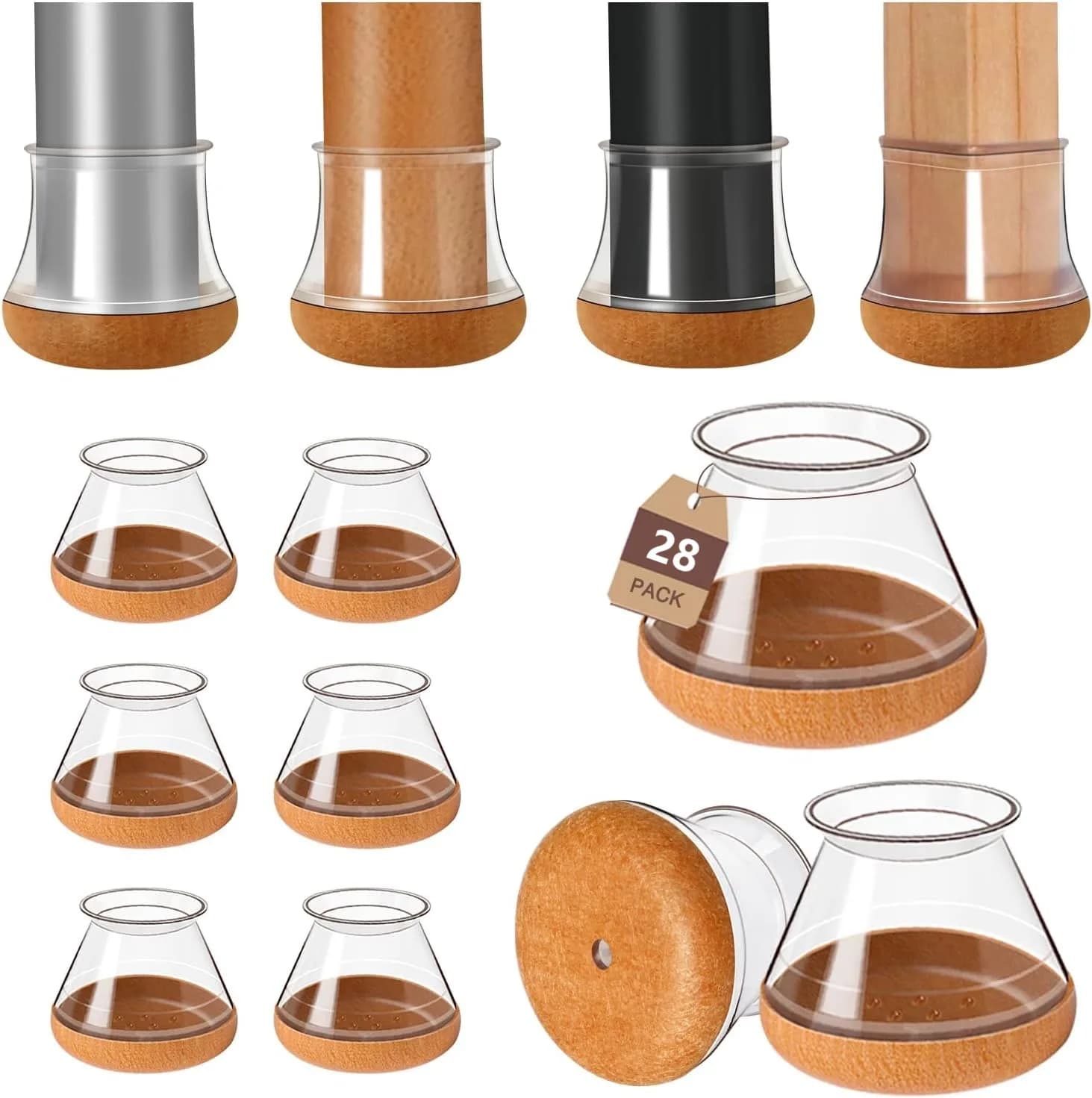 8/16/28PCS Tappi per le gambe della sedia in silicone antiscivolo Prevenire i graffi Silenzioso Protezione per pavimenti in legno duro Piedini per mobili in feltro impermeabili