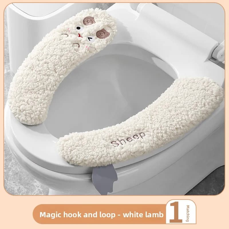 1/2 pezzi. Coprisedile per WC adesivo addensato simpatico cartone animato, caldo e delicato sulla pelle, universale per il bagno, impermeabile e facile da installare