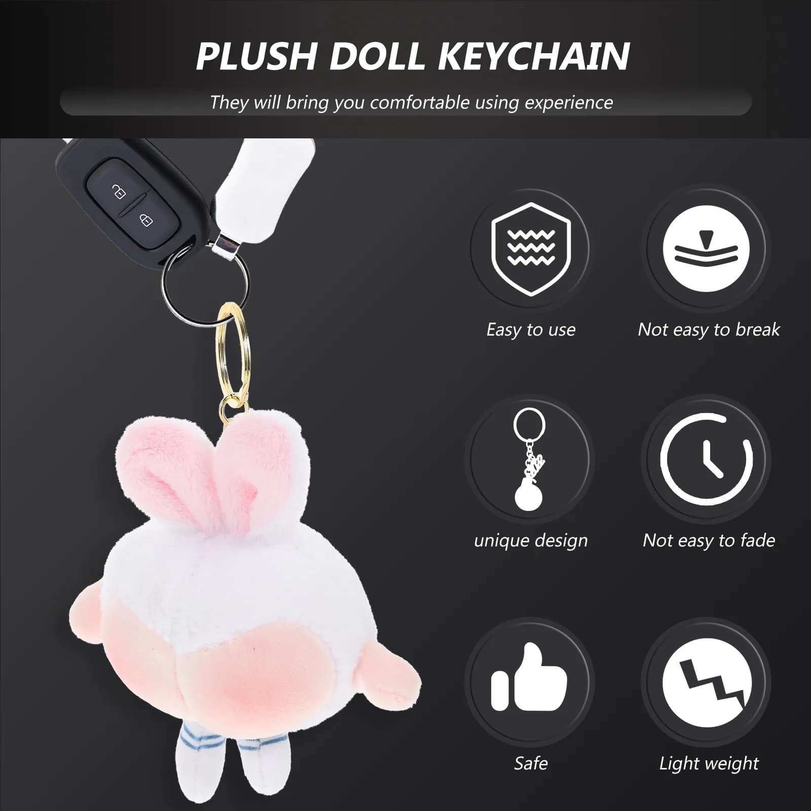 Adorable Stuffed Animal Keychain Cute Bag Backpack Car Hanging Ornament Soft Lightweight Decorative Pendant for Women Girls