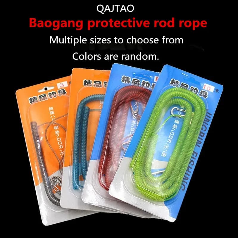 QAJTAO 3-20m fishing rod anti loss elastic rope with double buckle to prevent the fishing rod from dropping randomly