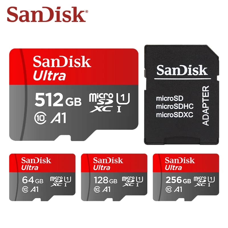 SanDisk Ultra Micro SD TF Card UHS-I A1 C10 U1 Up to150MB/s 32GB 64GB 128GB 256GB 512GB 1TB Memory Card For Phone Tablet Dashcam